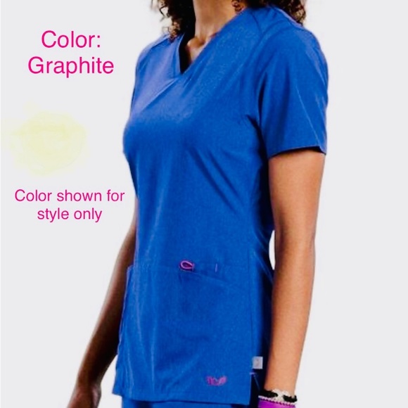 Smitten V-Neck Scrub Top (3X) Color: GRAPHITE (Like New-worn twice) - Picture 7 of 7
